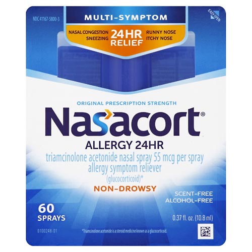 Image for Nasacort Allergy 24 HR, Multi-Symptom, Original Prescription Strength, 55 mcg, Nasal Spray,0.37oz from BEN'S FAMILY PHARMACY