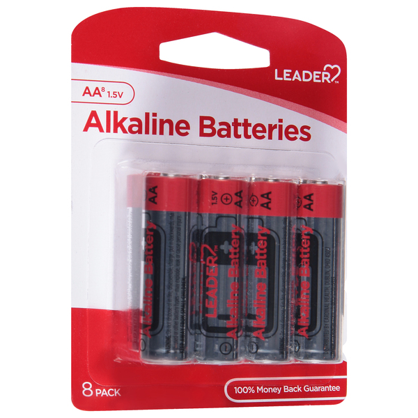 Image for Leader Batteries, Alkaline, AA, 1.5 Volt, 8 Pack, 8ea from BEN'S FAMILY PHARMACY