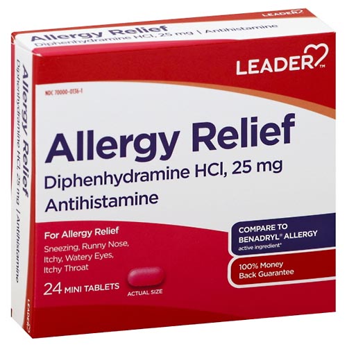 Image for Leader Allergy Relief, 25 mg, Mini Tablets,24ea from BEN'S FAMILY PHARMACY