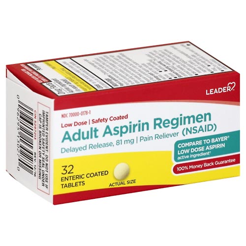 Image for Leader Aspirin Regimen, Adult, Enteric Coated Tablets,32ea from BEN'S FAMILY PHARMACY