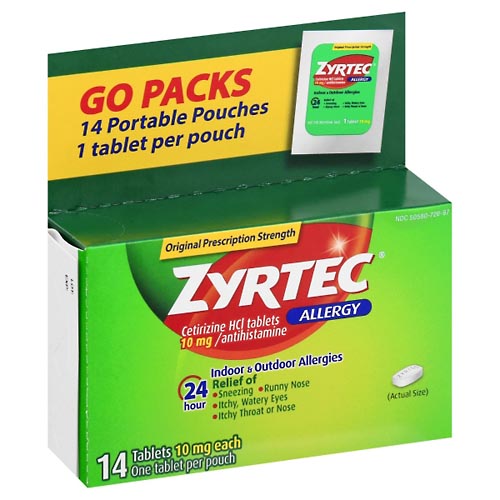 Image for Zyrtec Allergy, Original Prescription Strength, Tablets, Go Packs,14ea from BEN'S FAMILY PHARMACY